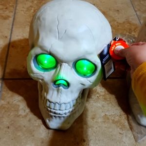 Halloween lighted skulls Pair